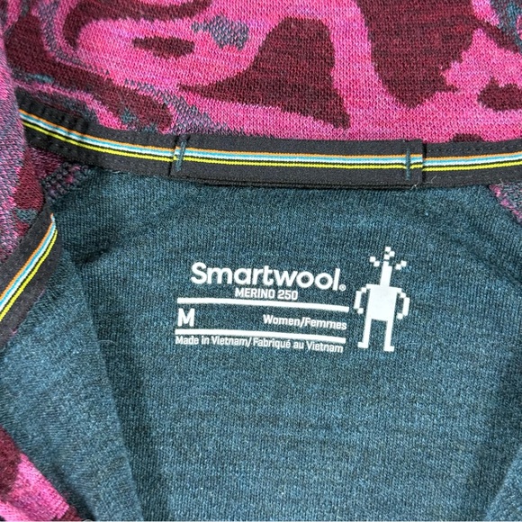 Smartwool Women's Merino 250 Base Layer Pattern 1/4 Zip Twilight Blue Marble - Picture 3 of 3